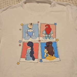 Womens White Graphic Princess Back-View Tee